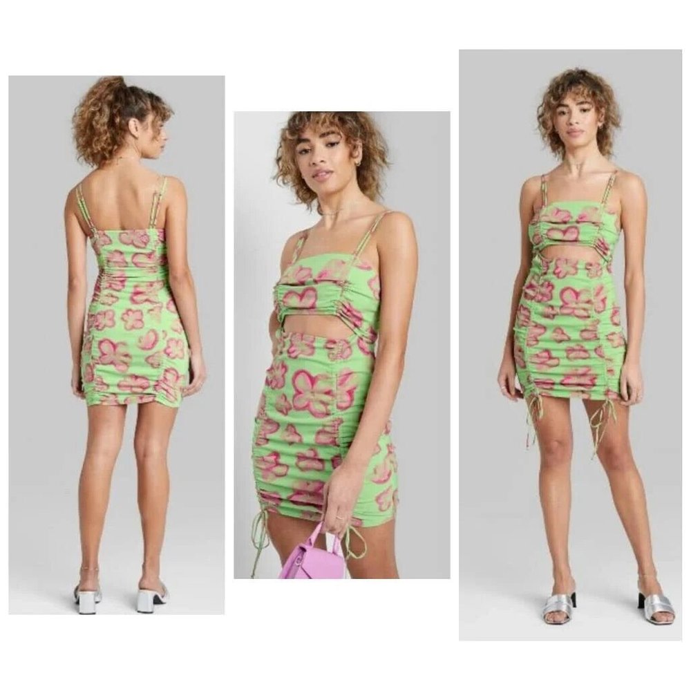 Women's Sleeveless Cut Out Ruched Front Bodycon Dress - Wild Fable - Green